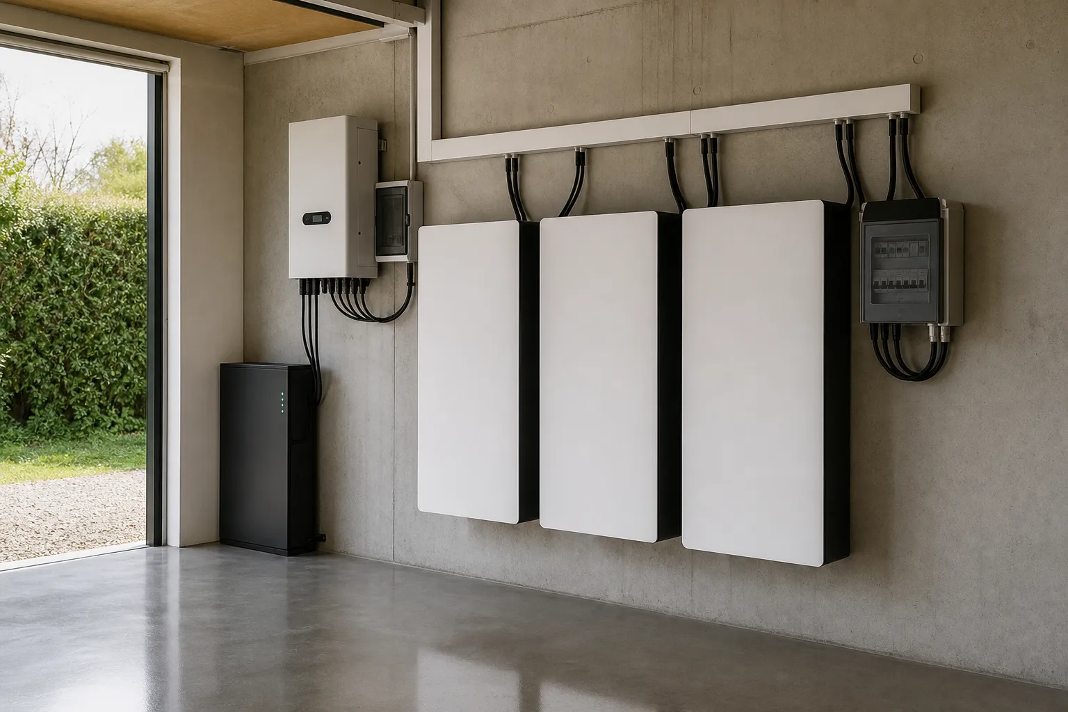 Batterie de stockage solaire domestique installée dans un local technique