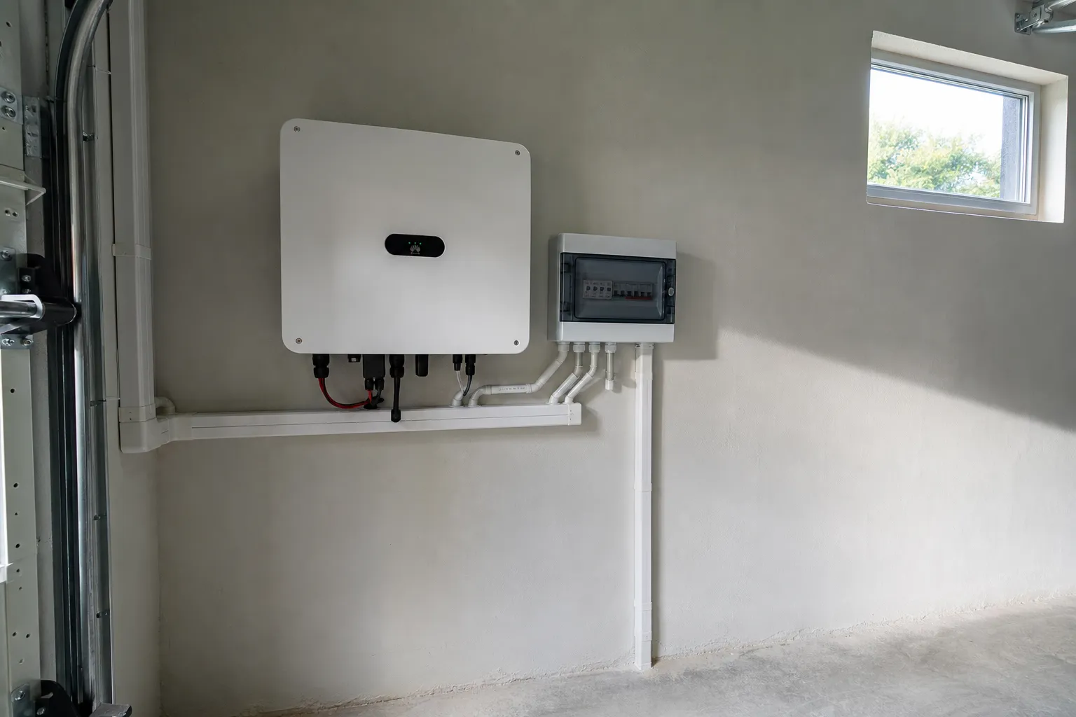 Onduleur mural et coffret de raccordement d’une installation solaire de maison individuelle